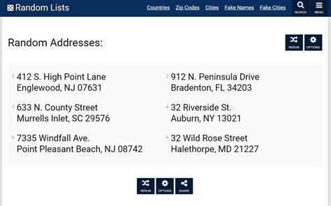 random list of addresses.